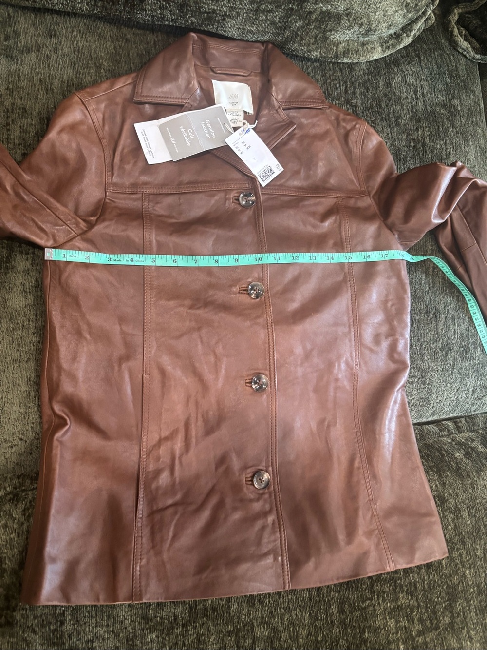 H&M Premium Selection Leather Jacket For Women (Brown) XS - Picture 8 of 12